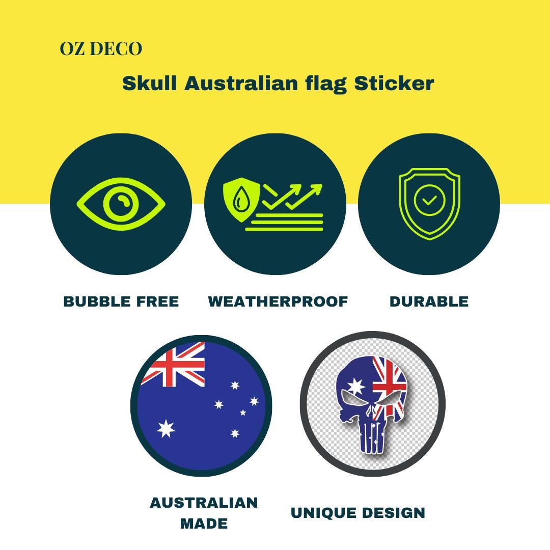 Australian Flag Skull Decal: Aussie Pride Vinyl Sticker – view 7