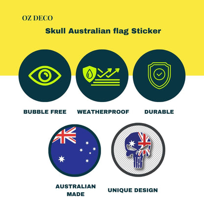 Australian Flag Skull Decal: Aussie Pride Vinyl Sticker – view 7