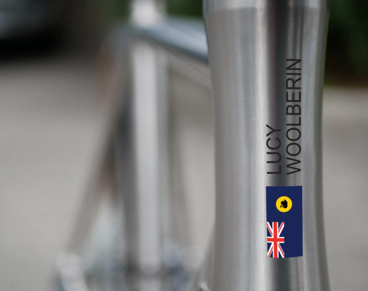 Custom Flag & Name Bike Decal - Personalized Cycling Helmet Sticker