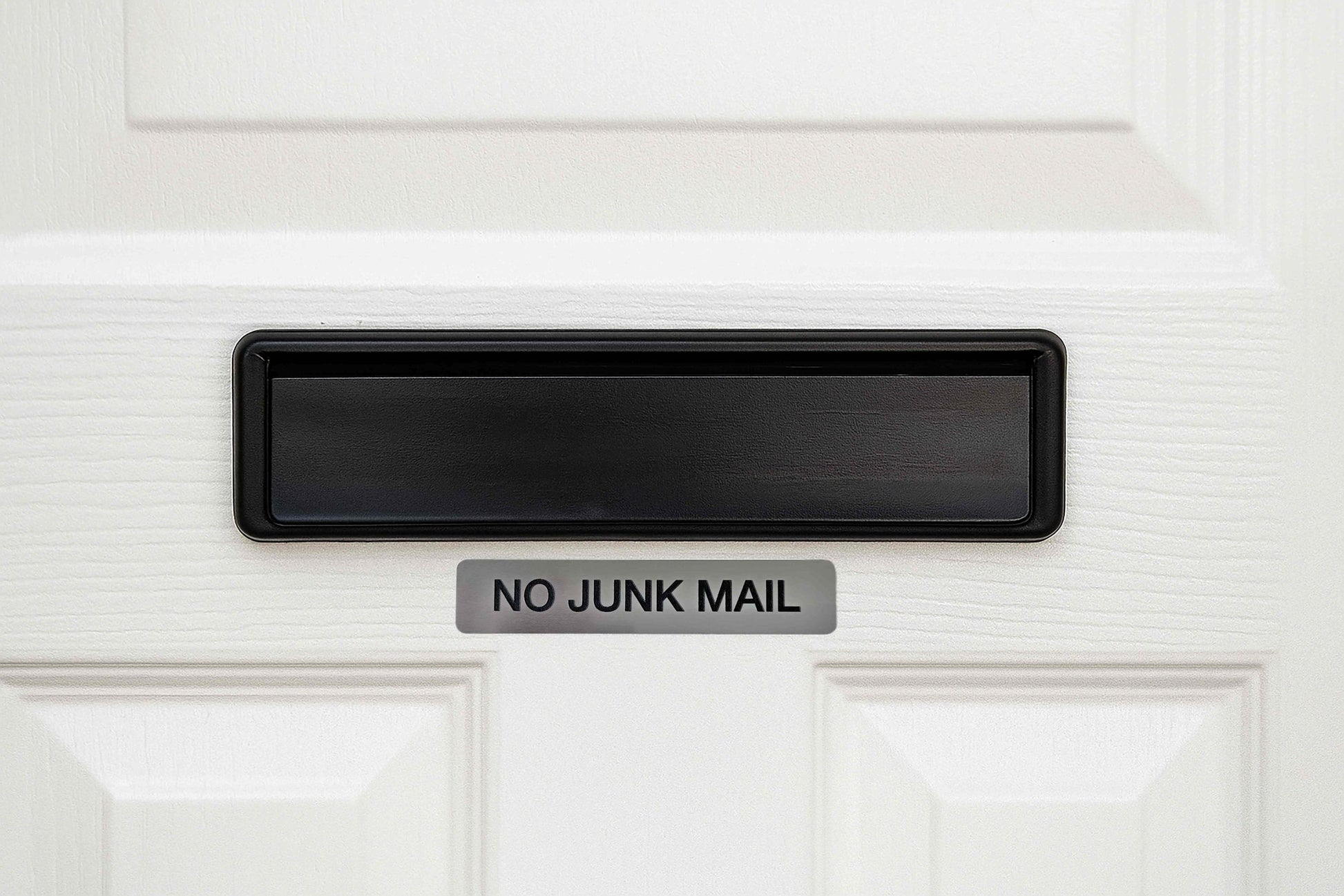 No Junk Mail Sign: Brushed Acrylic, Weatherproof, Self-Adhesive – view 6