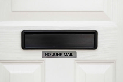 No Junk Mail Sign: Brushed Acrylic, Weatherproof, Self-Adhesive – view 6