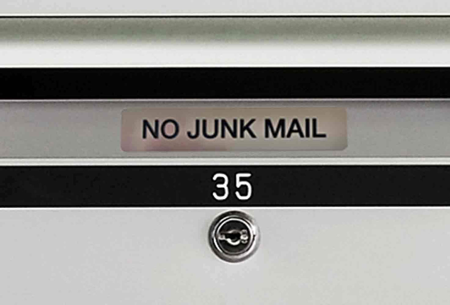 No Junk Mail Sign: Brushed Acrylic, Weatherproof, Self-Adhesive – view 4