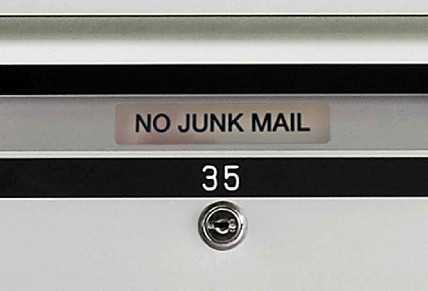 No Junk Mail Sign: Brushed Acrylic, Weatherproof, Self-Adhesive – view 4