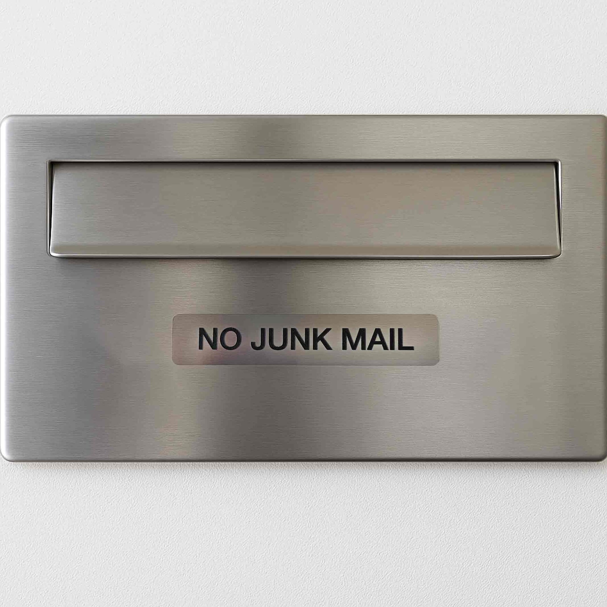No Junk Mail Sign: Brushed Acrylic, Weatherproof, Self-Adhesive – view 5