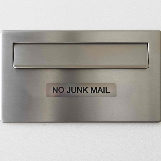 No Junk Mail Sign: Brushed Acrylic, Weatherproof, Self-Adhesive – view 5