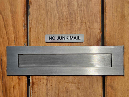 No Junk Mail Sign: Brushed Acrylic, Weatherproof, Self-Adhesive – view 3