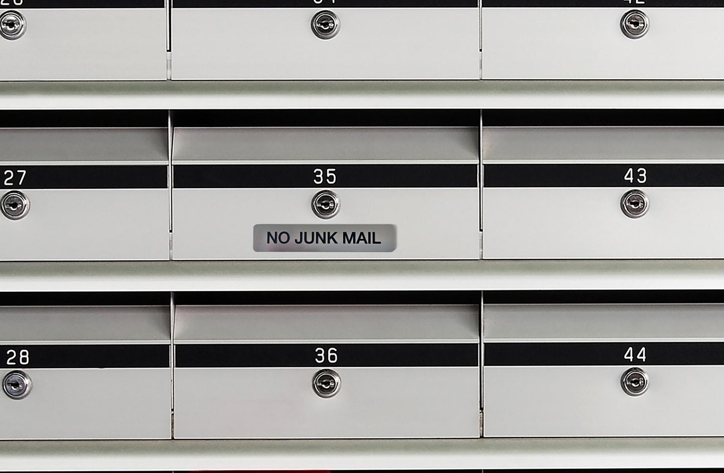 No Junk Mail Sign: Brushed Acrylic, Weatherproof, Self-Adhesive – view 7