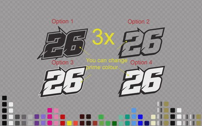 Custom Racing Number Decal 3x Pack: Bold Motocross Style Vinyl Stickers
