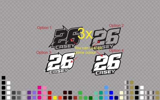 Custom Racing Number Decals 3x Pack: Bold Motocross Style, Vinyl Stickers