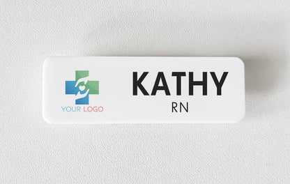 Custom UV Printed Acrylic Name Badge: Business ID Work Tag Magnet or Pin