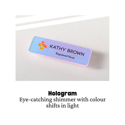 Custom Holographic Acrylic Name Badge: UV Printed Logo, Event Tag