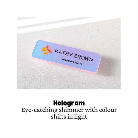 Custom Holographic Acrylic Name Badge: UV Printed Logo, Event Tag