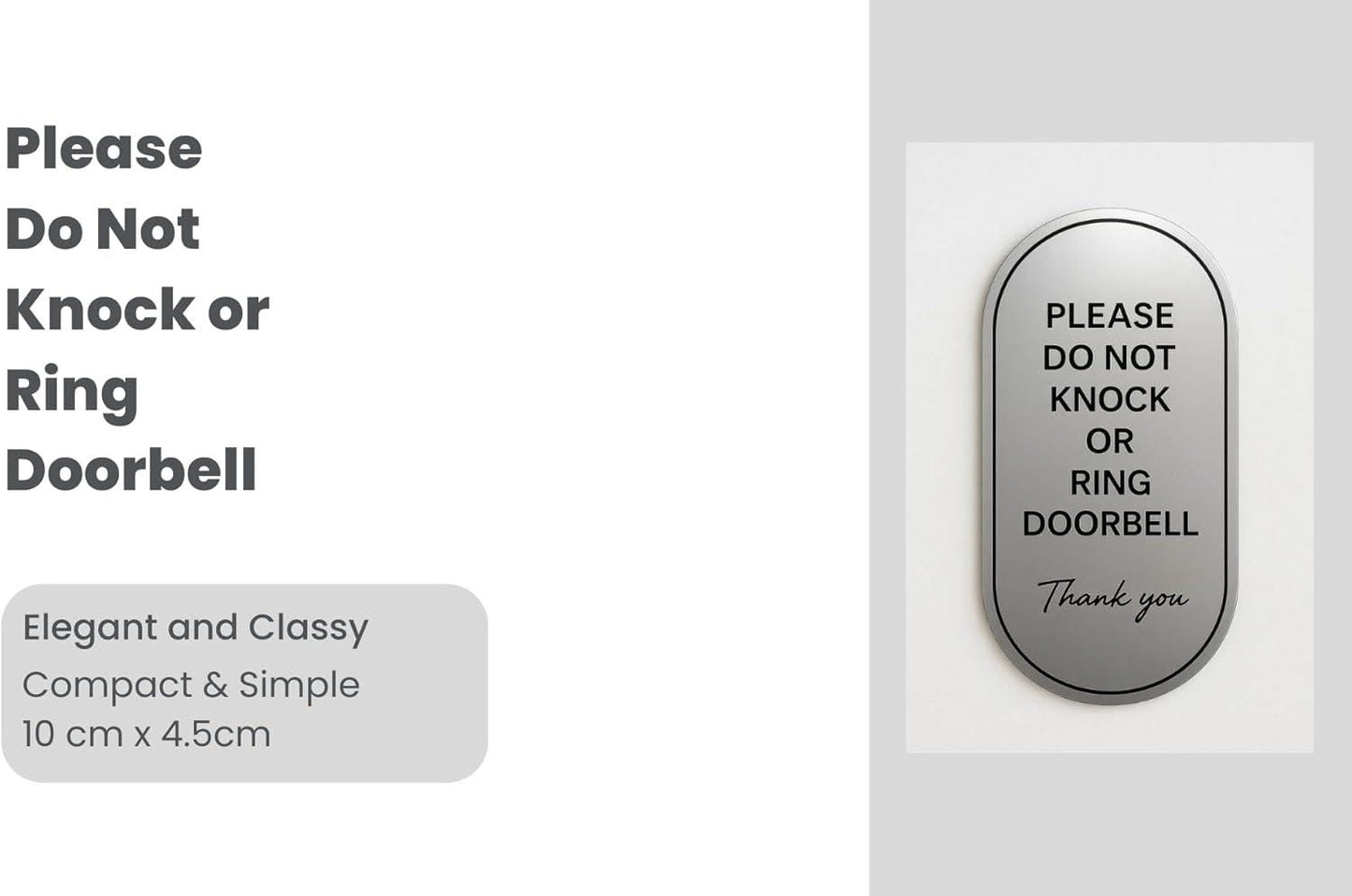 Brushed Silver Acrylic Do Not Knock Sign: Weatherproof Door Plaque – view 3