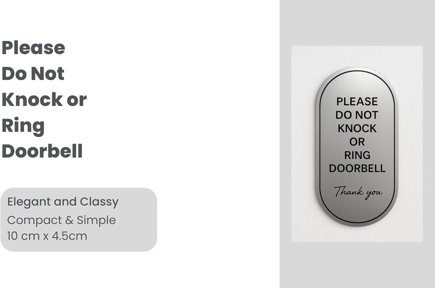 Brushed Silver Acrylic Do Not Knock Sign: Weatherproof Door Plaque – view 3