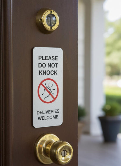Brushed Silver 'Do Not Knock' Door Sign: Weatherproof Acrylic Plaque – view 5