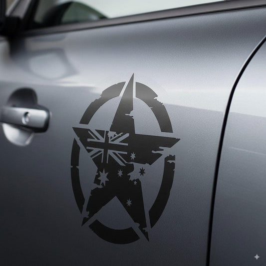 Australian Flag Military Star Decal: Outdoor Vinyl Sticker