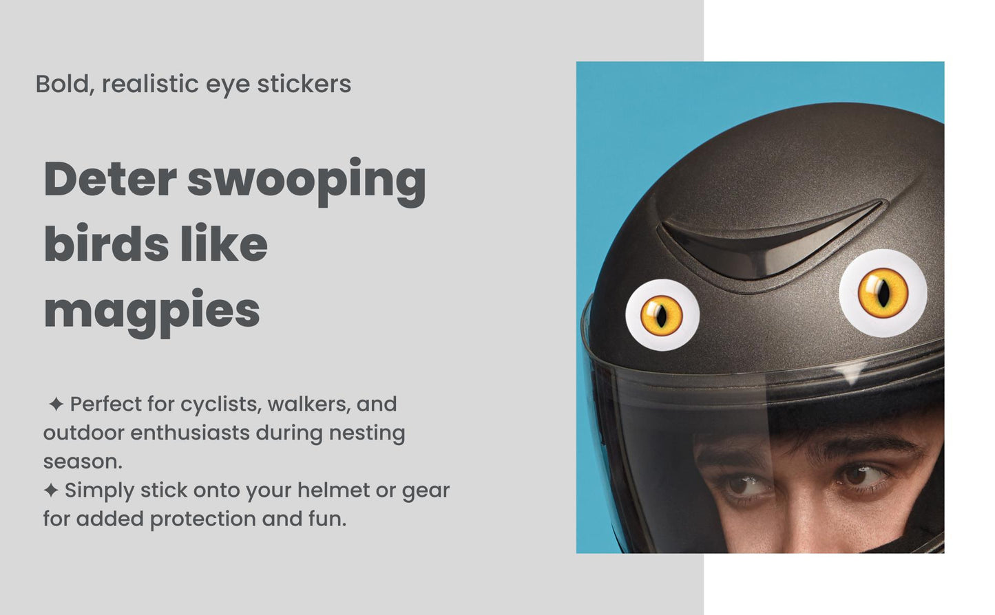 Anti-Swooping Bird Deterrent Stickers: Realistic Cat Eye Decals - Weatherproof Vinyl – view 2