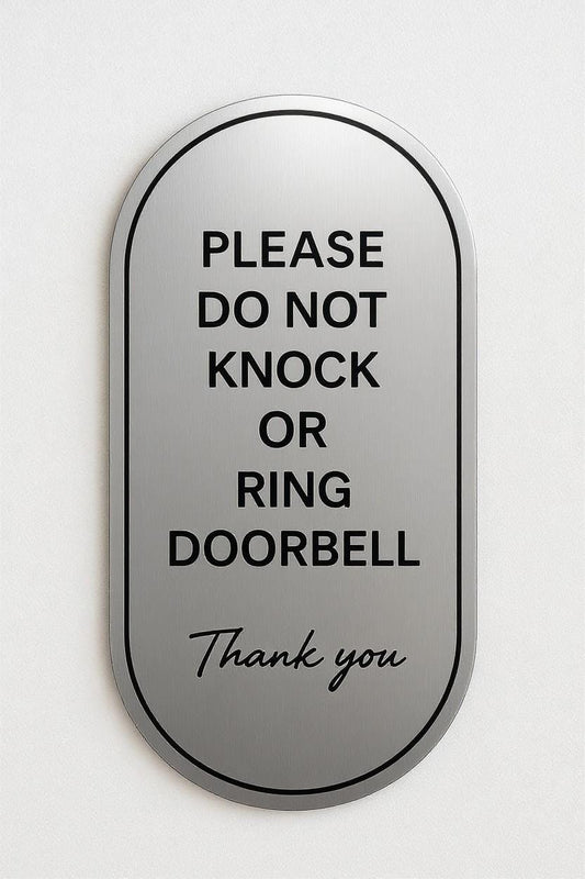 Brushed Silver Acrylic Do Not Knock Sign: Weatherproof Door Plaque – view 2