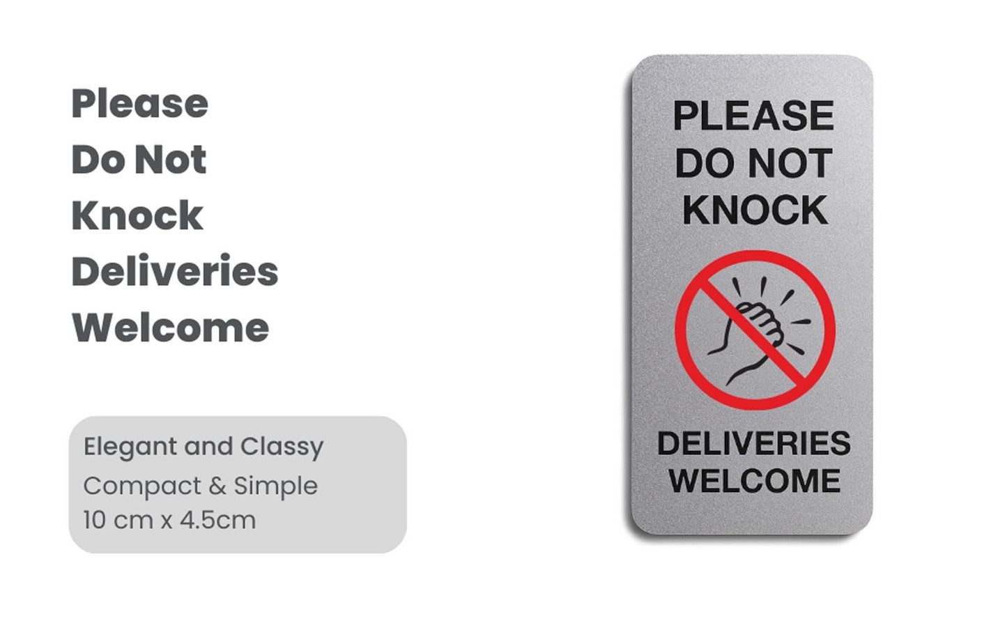 Brushed Silver 'Do Not Knock' Door Sign: Weatherproof Acrylic Plaque – view 2