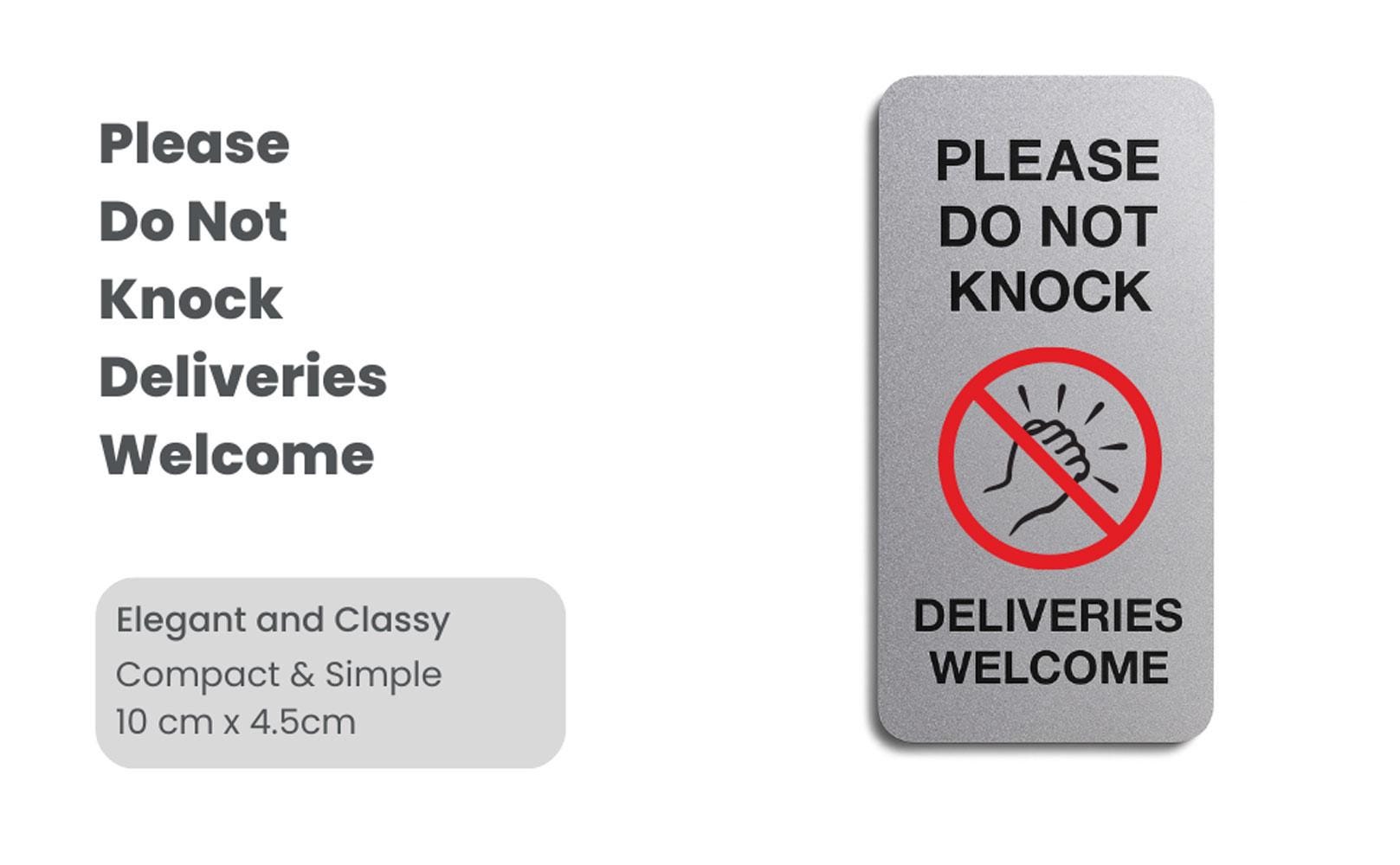 Brushed Silver 'Do Not Knock' Door Sign: Weatherproof Acrylic Plaque – view 2