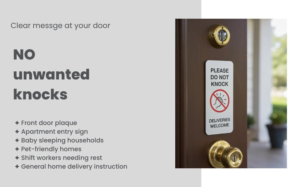 Brushed Silver 'Do Not Knock' Door Sign: Weatherproof Acrylic Plaque – view 4