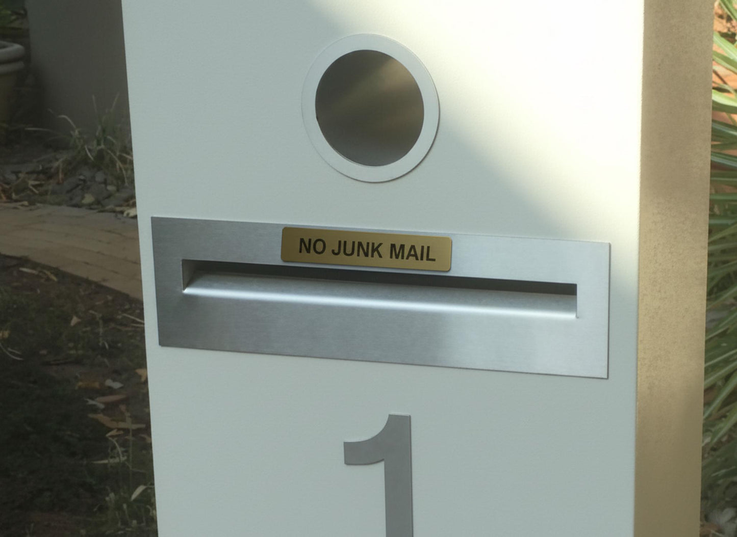 No Junk Mail Sign: Brushed Acrylic, Weatherproof, Self-Adhesive – view 9