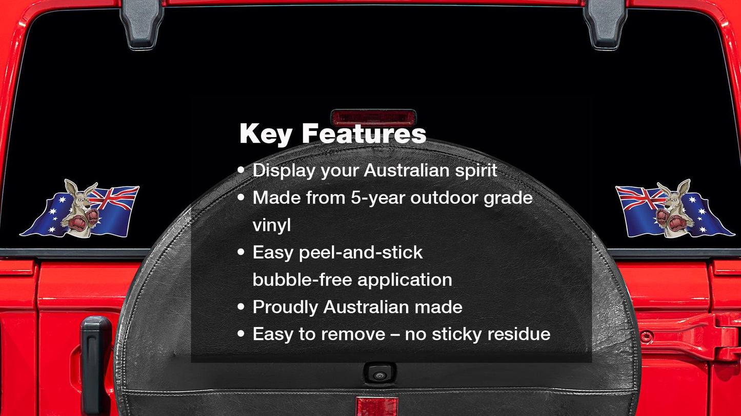 Boxing Kangaroo Australian Flag Vinyl Decal - Aussie Military Car Ute Sticker – view 3