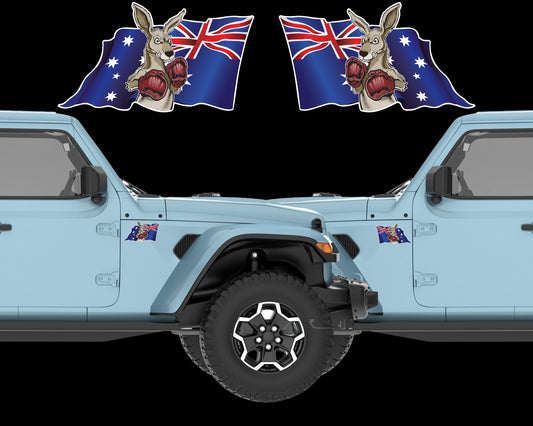 Boxing Kangaroo Australian Flag Vinyl Decal - Aussie Military Car Ute Sticker