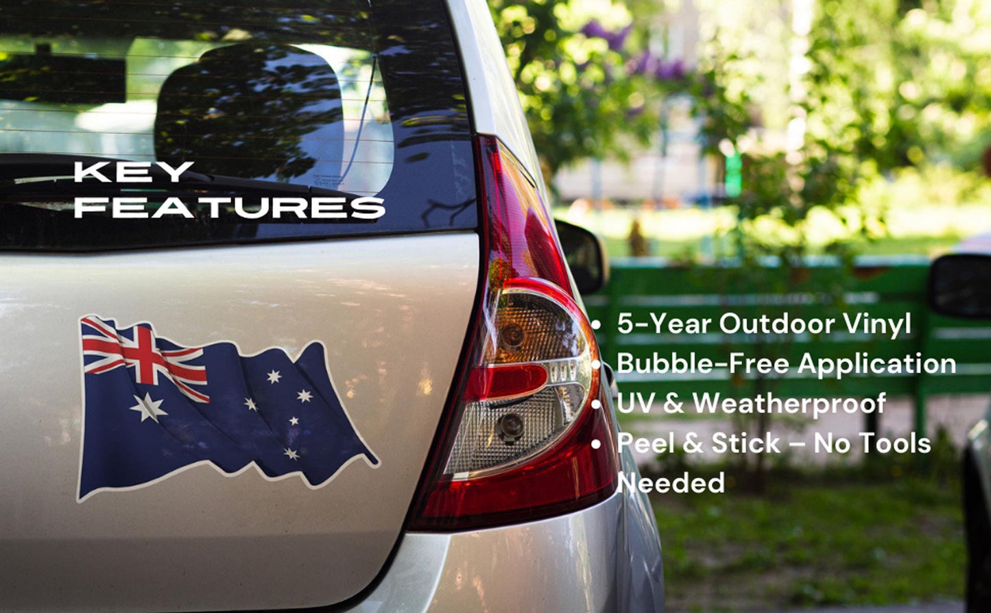 Distressed Australian Flag Car Sticker: Weatherproof Vinyl Decal – view 5