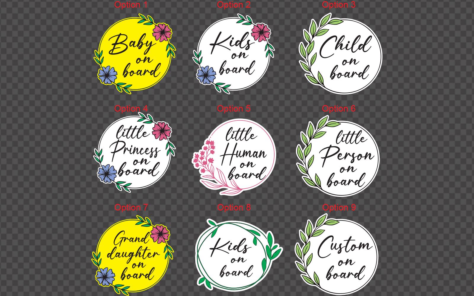 Floral Wreath Baby on Board Car Decal | Custom Safety Sticker
