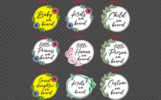 Floral Wreath Baby on Board Car Decal | Custom Safety Sticker