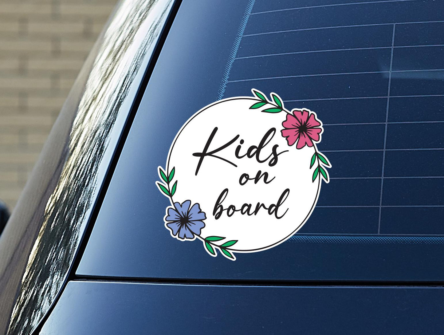 Floral Wreath Baby on Board Car Decal | Custom Safety Sticker – view 2
