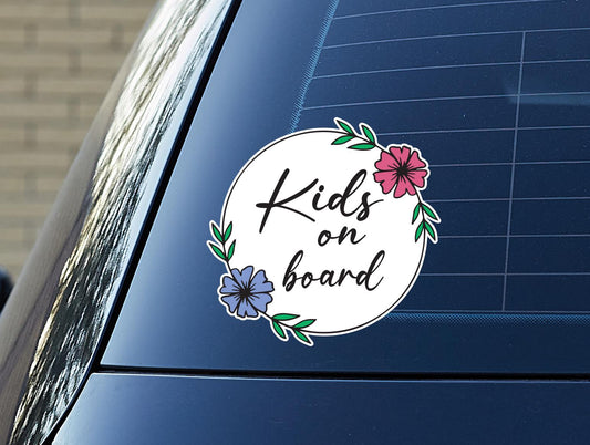 Floral Wreath Baby on Board Car Decal | Custom Safety Sticker – view 2