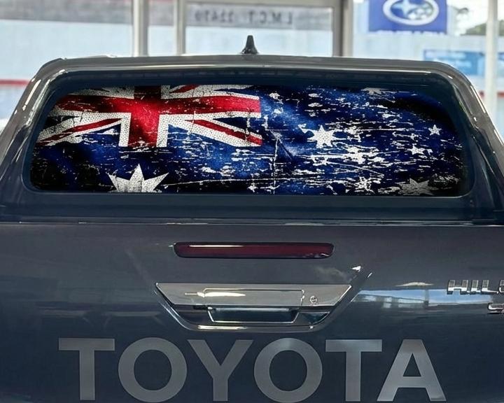Australian Flag Perforated Decal: One Way Vision UTE Sticker