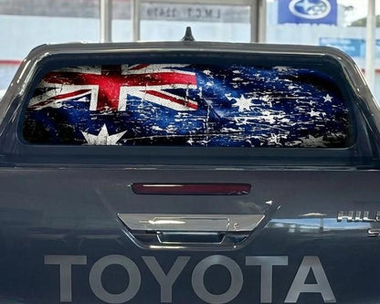 Australian Flag Perforated Decal: One Way Vision UTE Sticker