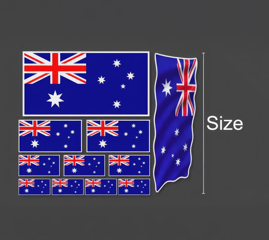 Assorted Australian Flag Sticker Pack | Waving and Standard Vinyl Decals