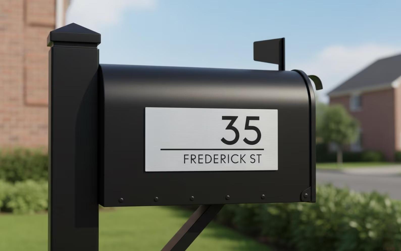 Engraved Address House Sign Plaque Street Number Modern Mailbox Sign – view 5