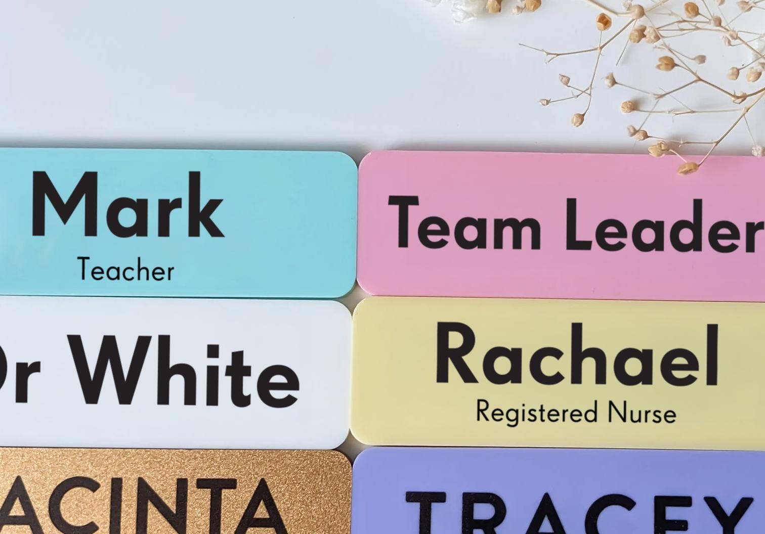 Custom Acrylic Name Badge: Pastel & Metallic, Pin or Magnetic – view 3