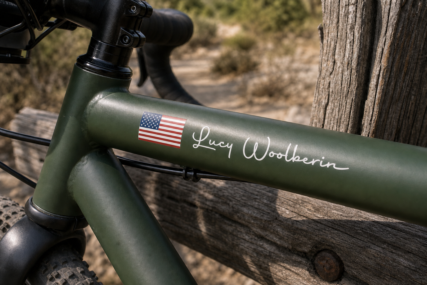 Custom Flag & Name Bike Decal - Personalized Cycling Helmet Sticker