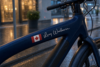 Custom Flag & Name Bike Decal - Personalized Cycling Helmet Sticker
