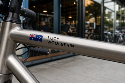 Custom Flag & Name Bike Decal - Personalized Cycling Helmet Sticker