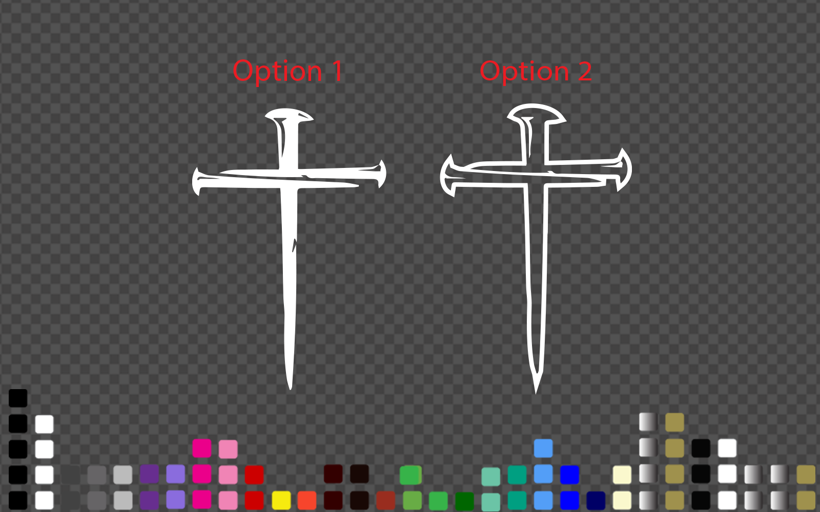 Two Christian nail cross vinyl decal design options