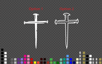 Two Christian nail cross vinyl decal design options