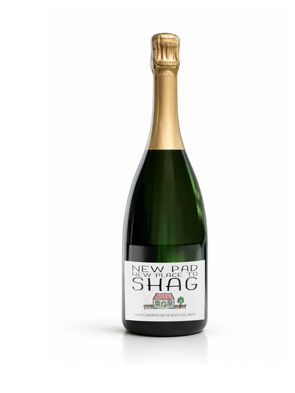 New Pad wine label in colour – champagne bottle