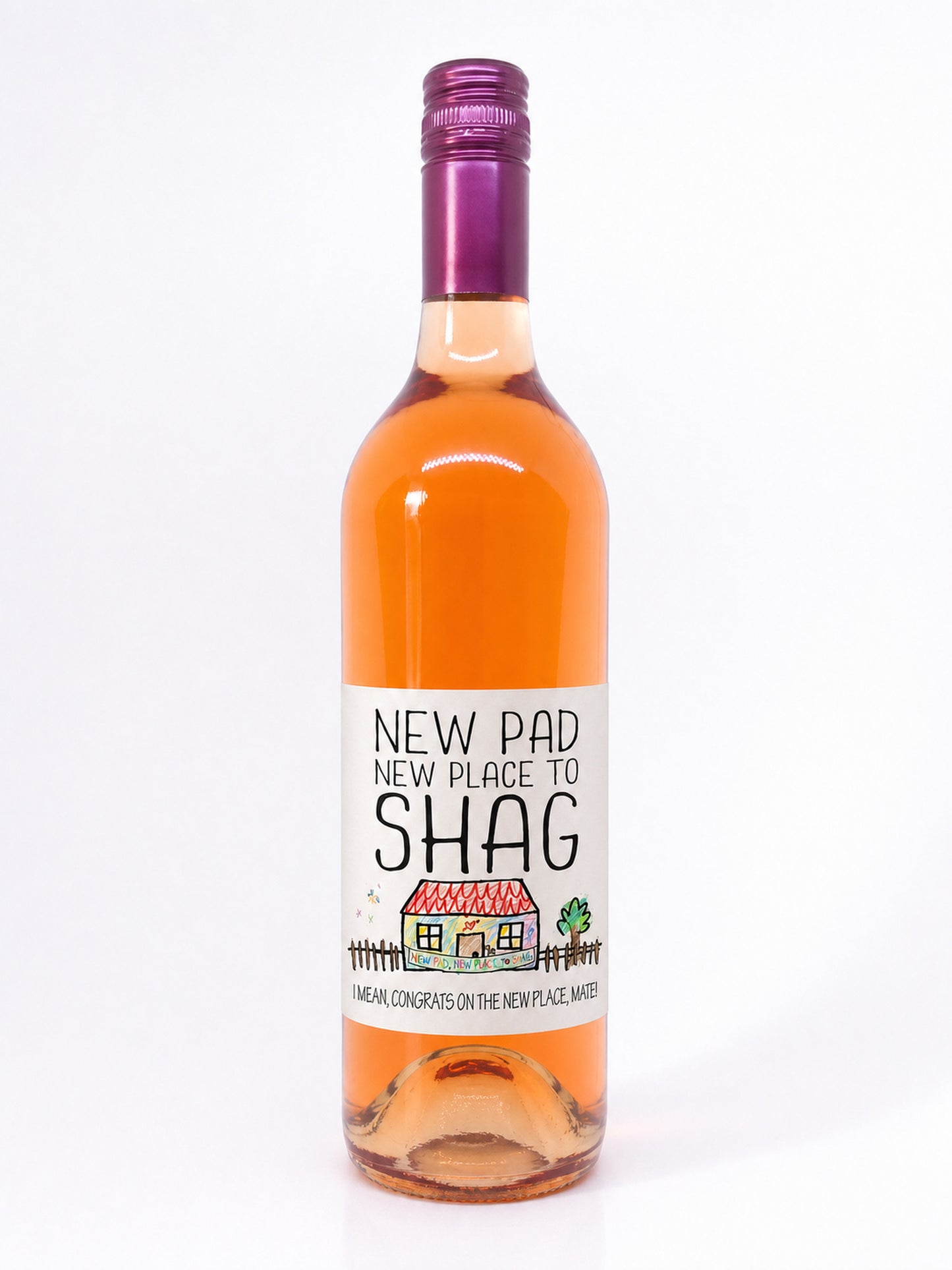 New Pad wine label in colour – long body 750ml wine bottle