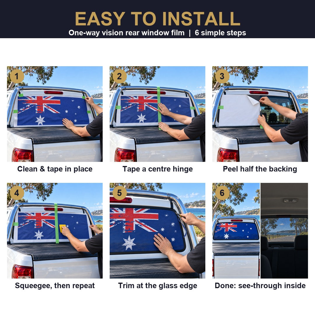 How to install one way vision rear window film in 6 steps using a centre tape hinge
