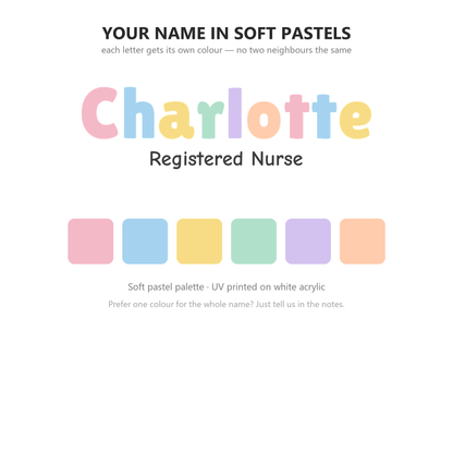 Soft pastel palette used for the letters