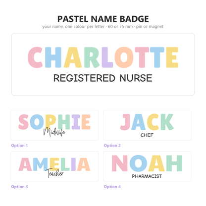 Pastel name badge design overview