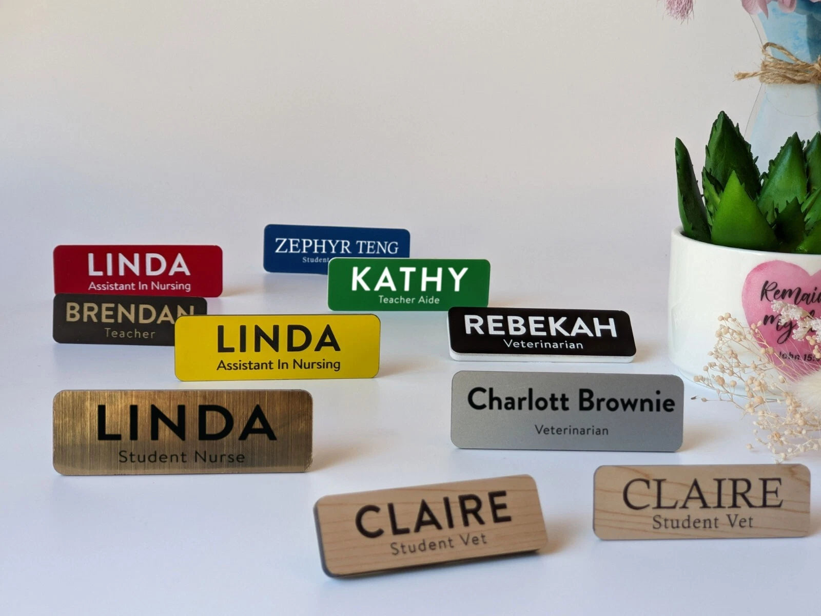 Engraved name badge colour options