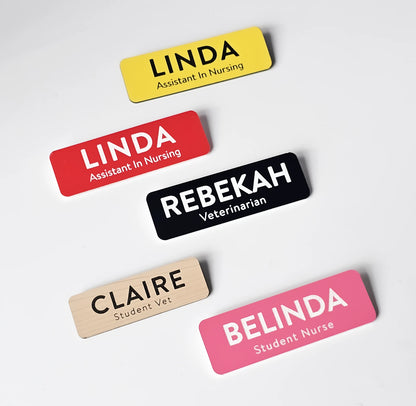 Custom engraved acrylic name badge personalised